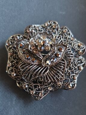 Crystal & Marquisite Flower Brooch